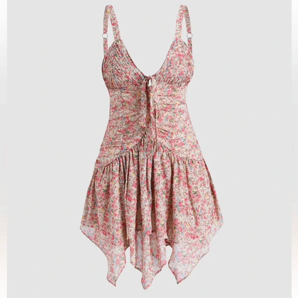 Cider Ditsy Floral Ruched Cami Dress, New with Tags